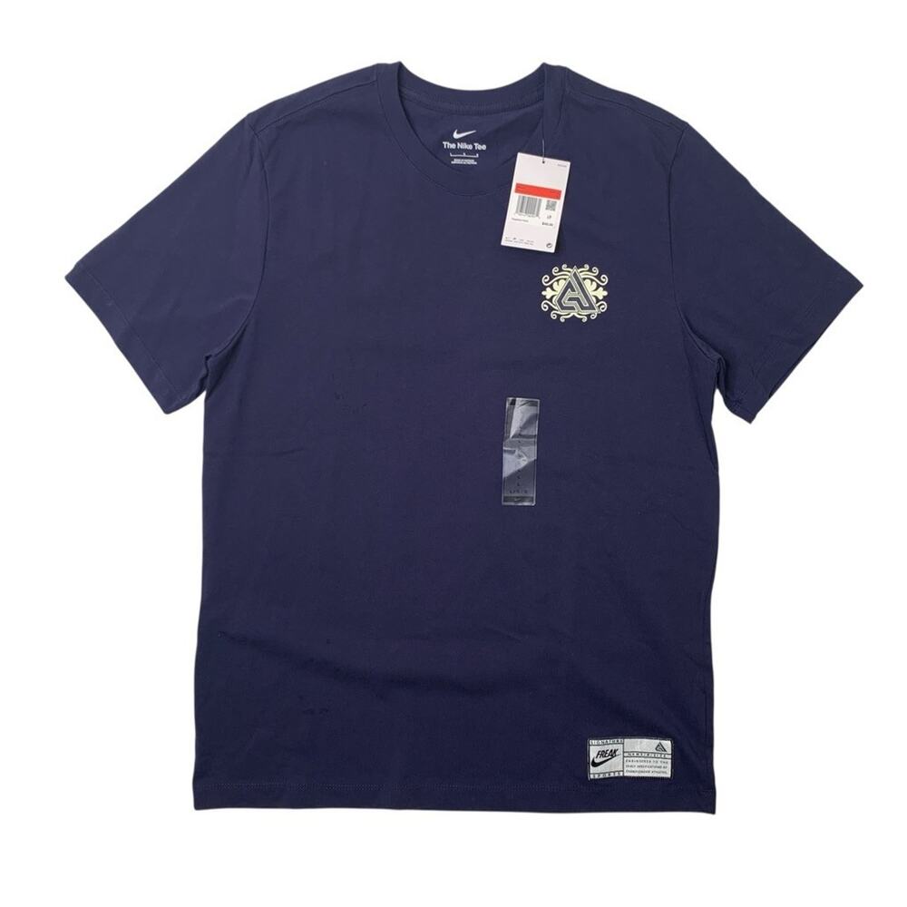 Nike Shirt Mens L Large Navy Cotton Giannis Antetokounmpo Freak Premium Crew Tee